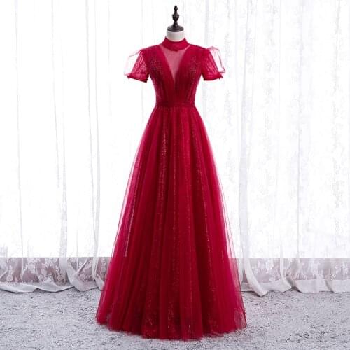 Bespoke Occasion Dresses Illusion High Short Backless A-Line Tulle Lace Sequined Pleat Beading Women Formal Evening Gown HB158