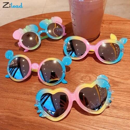 Zilead Children Lovely Cartoon Round Colorful Sunglasses Baby Girl Boy UV400 Goggles Outdoor Kids Summer Beach Holiday Eyewear