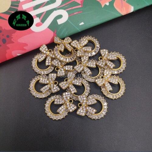 Flower Bow Zircon Charms Pendant 20pcs Bowtie Zircons Accessories for Jewelry Making DIY Findings Zircon Embellishments Button
