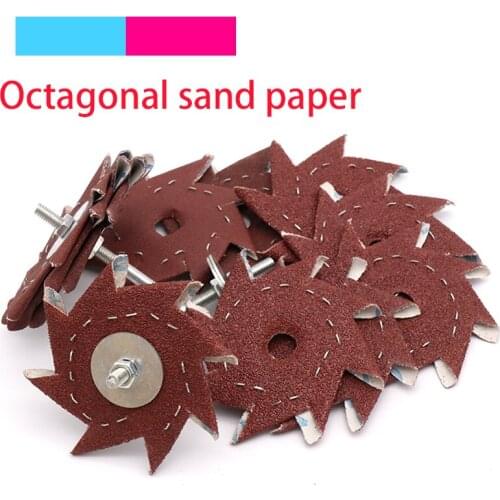 10pcs 8 Angle Octagonal Sandpaper Sanding Disc Sand Hook Loop Sander Paper Abrasive Woodworking Furniture Tools Grinding
