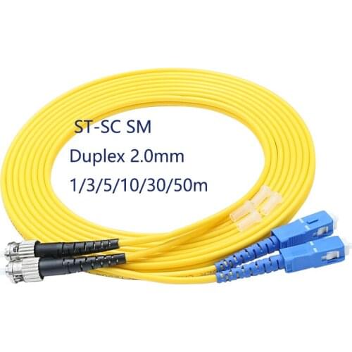 10pcs/Pack ST/UPC-SC/UPC Singlemode SM Duplex Fiber Optical Jumper Fiber Optic Patch Cord 1m/3m/5m/10m/30m/50m