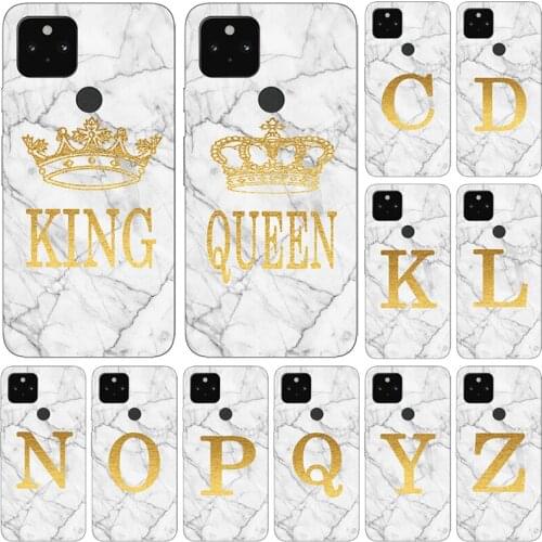 Phone Case for Google Pixel 5 4A 4 XL 5XL 4XL 4G 5G White Marble Golden English Letter Fashion Name Back Cover Fundas Shell
