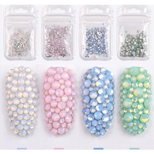 DIY Manicure Decoration SS4-SS20 Nail Art Crystal Opal Nail Rhinestones Glass Gems Flat Bottom