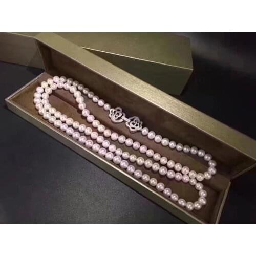 Elegant 9-10mm south sea round white pearl necklace pendant 24inch