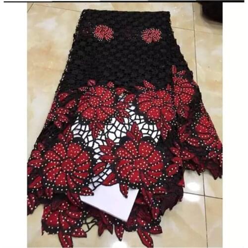 Latest African French Lace Fabric High Quality Guipure Lace Chemical Lace Fabric with stones For Wedding Or Party dress zf14-64