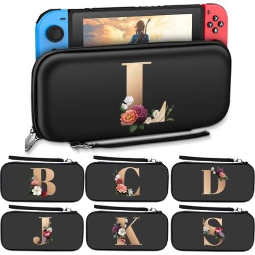 Customized Initial Letter Storage Bag For Nintendo Switch Portable Travel Carry Protective Case For Switch Lite Box Black Bag