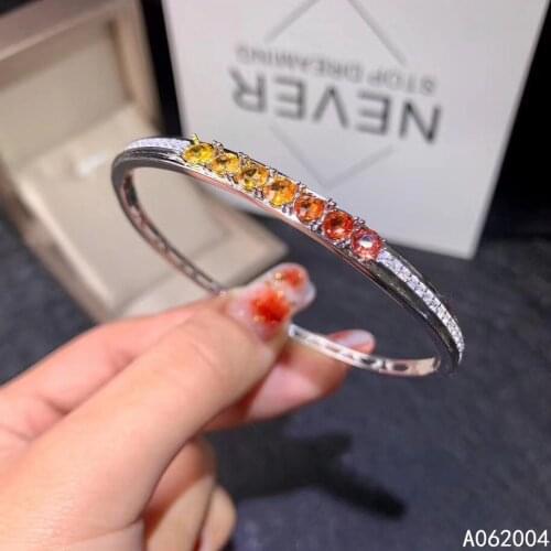 KJJEAXCMY fine jewelry 925 sterling silver inlaid Natural colored sapphire female bracelet popular support detection