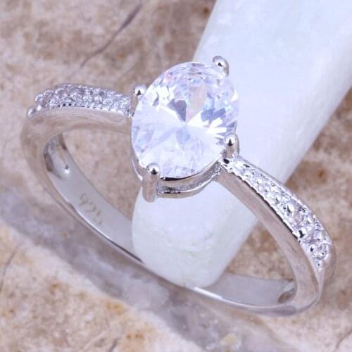 Gorgeous White CZ Silver Plated Womens Jewelry Ring Size 6 / 7 / 8 / 9 R0686