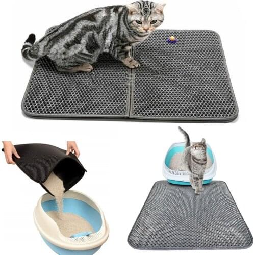 New EVA Pet Cat Litter Box Mat Double-layer Dog Cat Litter Collecting Mat Nonslip Pet Sleeping Bed Feeding Bowl Pad For Cat Dog