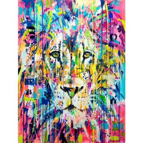 Colorful Lion Graffiti Canvas Painting Wall Art Living Room Decor Pictures Animal Wall Art Prints Posters Artwork Wall Hanging