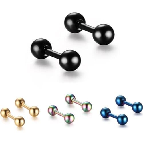 MS001 Round Ball Earring Studs Elegant Gold Black Fashion Women Jewelry Girl Gifts Nice Men