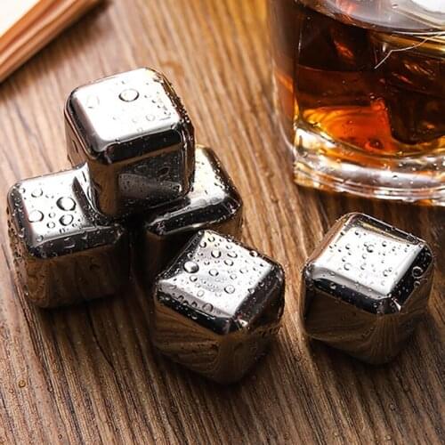 4/8pcs Stainless Steel Ice Cubes Reusable Chilling Stones for Whiskey Wine Keep Your Drink Cold Longer