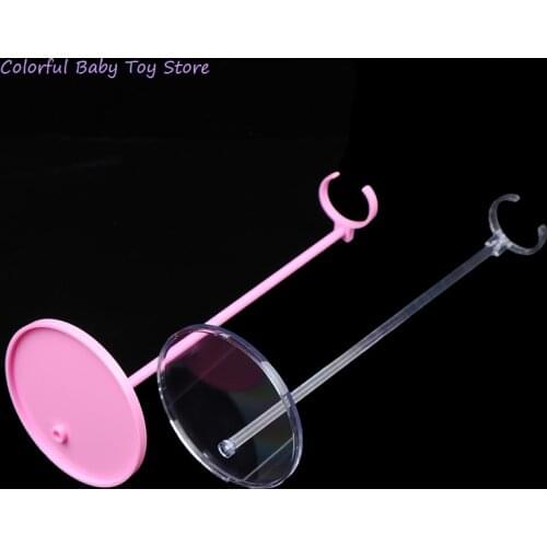1pc Transparent Clear Pink Color Dolls Toy Stand Support For Dolls Girls Prop Up Model Display Holder Kid Toys