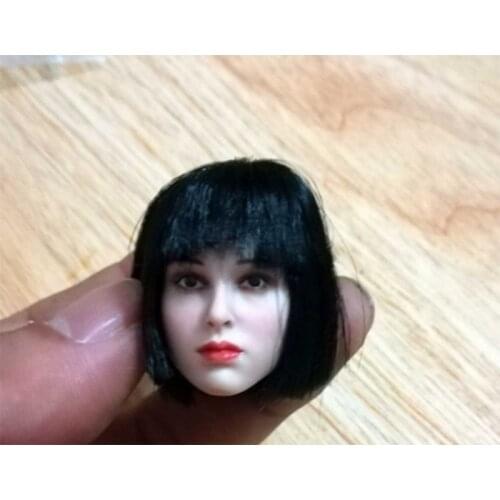 1/6 Scale Female Head Sculpt Natalie Portman Head Carved with Short Black Hair for 12'' PH Pale Action Figure Body Accessory