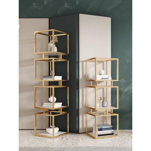 Sofa side iron bookshelf living room decoration metal shelf Nordic flower rack corner multilayer storage rack