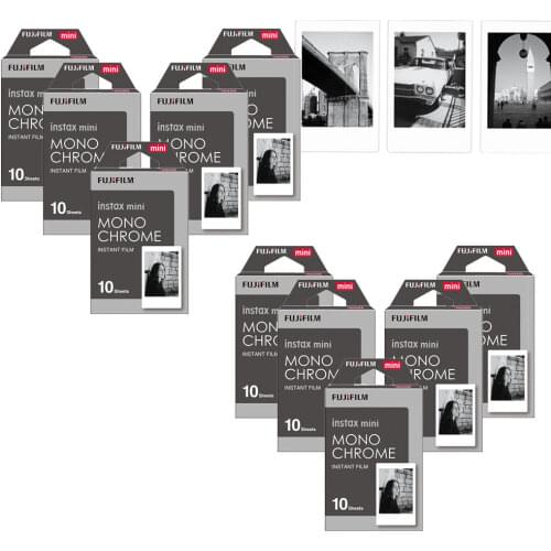 Fujifilm Instax Mini Film Monochrome Mono Films 10-100 sheets For Instant Mini 9 Mini 8 8 Plus 70 90 25 7s Camera SP-1 SP-2