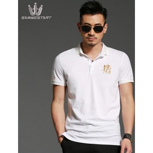 Mens Polo Shirt Summer Short Sleeve Menswear Camisa Masculina Turn-down Collar Buttons Embroidery Work Casual Shirt
