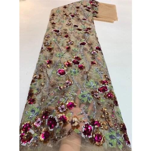The new exquisite multi-color flower lamination tulle embroidery, African lace fabric, suitable for fashionable ladies party dre
