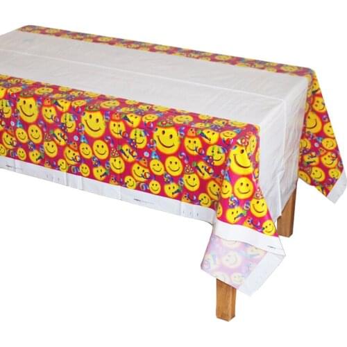 Disposable Plastic Table Cloth Smiling Face TableCover Tablecloth Butterfly Waterproof For Birthday Party Decoration 180*108cm