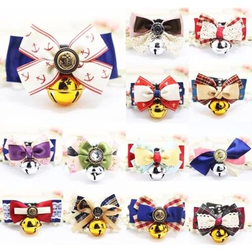 Pet dog cat collar dog jewelry cat collar adjustable shoulder strap pet dog bow tie bell puppy dog bow tie dog pet supplies