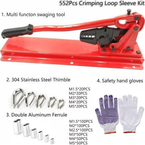 Wire rope swaging tool set KIT-HL800D 552pcs crimping loop sleeve terminal kit