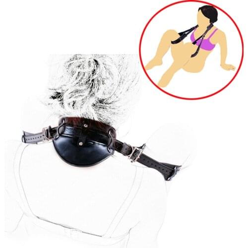 Leather Padded Bondage Neck To Thigh Sling Spreader Slave Restraint Open Leg Strap Sex Position Aid Swing BDSM Flirting Sex Tool