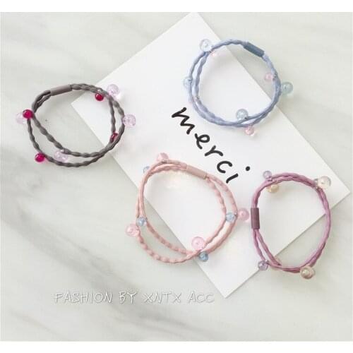 2 PCS/Lot New Hair Accessories For Women crystal Elastic Hair Rubber Bands Girls Lovely Hair Ropes Ponytail Holder Tie Gums