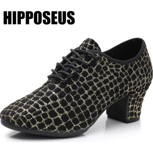 Men Latin Modern Dance Shoes Women Rubber Sole Ballroom Shoes 5cm Square Heels Indoor/Outdoor Dancing Shoes Fashion Hot Saling