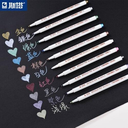 STA 10 Colors Metallic Marker Pen DIY Scrapbooking Crafts Soft Brush For Drawing Photo Album DIY Scrapbooking Crafts Card Making