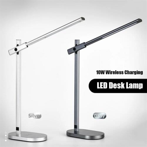 10W Wireless Charging LED Desk Lamp Light Eye Protect Study Business Office Table Lamp For Bedroom Reading Study Work