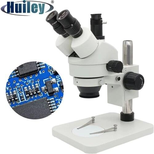 Trinocular Microscope 7X-45X Zoom Stereo Microscope Simul-Focal Circuit Board Phone Repair Soldering Tool WF10X/20mm Eyepiece