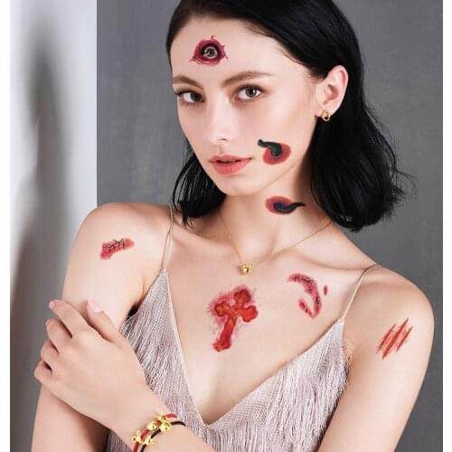 Waterproof Halloween Fake Face Tattoo Sticker Festival Art Makeup Body Decoration GDeals