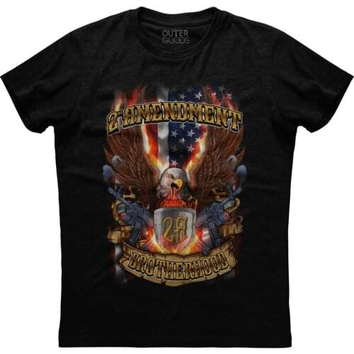 2nd Amendment Brotherhood Eagle American Flag Patriotic T-Shirt. Summer Cotton O-Neck Short Sleeve Mens T Shirt New S-3XL