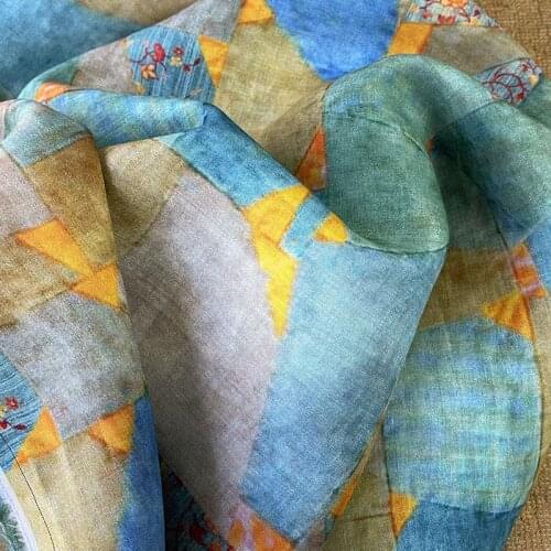 High quality new natural ramie fabric Beautiful Patchwork printing sewing Skirt lining dress shirt bag material