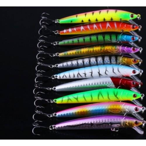 10pcs/set 7.5G Laser Minnow Fishing Lure Floating 9.5CM Wobblers isca Artificial Bait Hard Crankbaits diving 0.5-1.2m