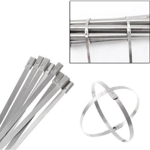 100pcs 304 Stainless Steel cable zip ties heavy duty Self-locking Bundling strap clamp wire hose clips PIPE Fastener Hook Loop