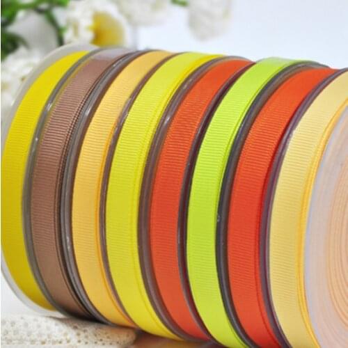 100 yards 9/16/22/25/38/50/75mm size solid color grosgrain ribbon DIY (yellow & orange)