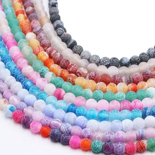 1strand/lot 4 6 8 10 12 mm Natural Stone Colorful Frost Cracked Dream Fire Dragon Veins Bead For Jewelry Making DIY Necklaces