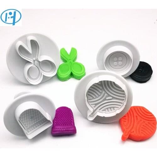 4pcs Tailor Button Cap Scissor Plastic Plunger Cutter Cookie Mold Cake Mold Embossing Cake Decorating Tool Bakery Accessoires