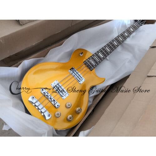 Reservation 4 string cherry sunburst bass guitar, carving,Sculpture body,opened pickups, pearl inlay,chrome bridge, 4 switch