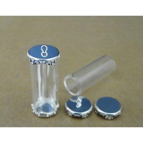 40x15mm Tube glass globe findings silver plated crown base glass bottle Diy jewelry necklace pendant