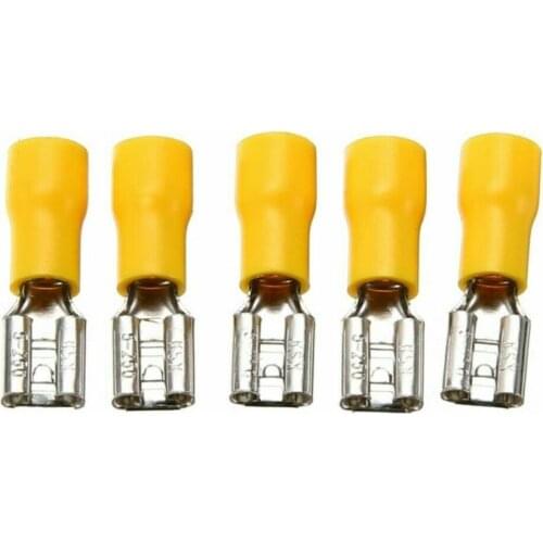 50pcs/pack Assorted terminal yellow FDD5.5-250 insulated shovel core crimp terminal connector, wire connector terminal kit