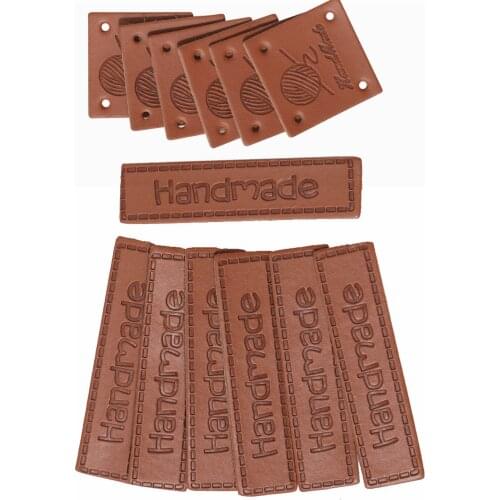 50pcs Handmade Labels Tag Clothes Garment Leather Hand Made Jeans Bags Shoes DIY Leathercraft Sewing Accessories Supplies Tag