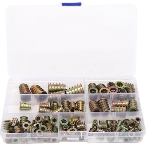 WJ-30011 100Pcs M4/M5/M6/M8/M10 Hex Socket Threaded Nuts Inserted Wooden Furniture Nuts Fasteners