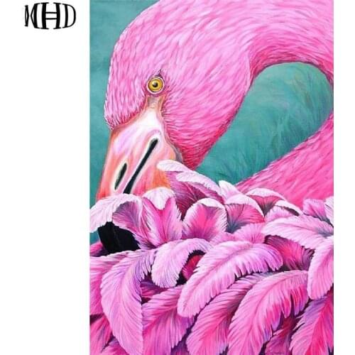 DIY Diamond Embroidery Full Round Crystal Decorative Drawing Flamingo 5d Diamond Painting Diamond Cross Stitch Mosaic Needlework