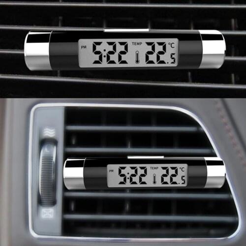 Car Digital LCD Clock Temperature Blue Backlight Clip For Hyundai solaris accent i30 ix35 i20 elantra santa fe tucson getz