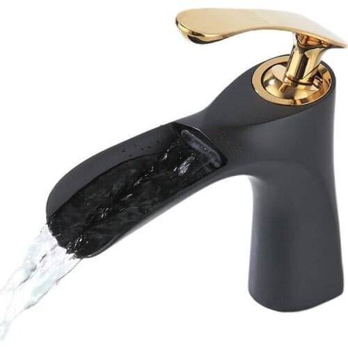 BAKALA Hot Sale Basin Vanity Sink Faucet Single Handle Waterfall Bathroom Mixer Deck Mounted Hot & Cold Water Sink Faucet