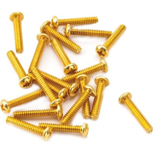 Musiclily Basic 3.5x20mm Metal Metric Thread Strat Style Single Coil Pickup Mounting Screws for Stratocaster, Gold (Set of 20)
