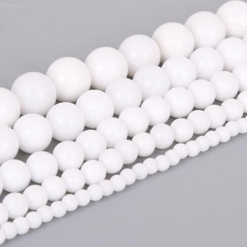 Natural Stone Beads White Crazy Agates Round Loose Beads 4 6 8 10 12mm 15" For Jewelry Making DIY Necklace & Bracelet