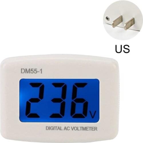 DM55-1 AC 80-300V LCD Digital AC Voltmeter EU/US Plug Volt Meter Socket AC Voltage Tester Meter Header 110V 220V